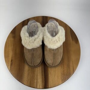 Womens Ugg Coquette Chestnut Shearling Lined Slip On Flat Slippers Shoes Size 7